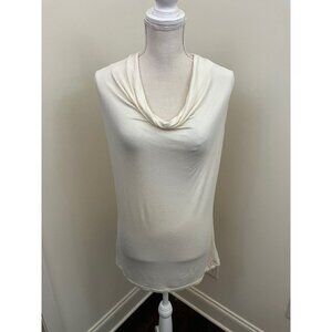 Bobeau Off White Cap Sleeve Cowl Neck Top Size Medium